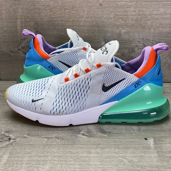 Nike Shoes Air Max 270 Mens 15 White Blue Orange AH8050-106 Running Sneakers - Picture 2 of 10